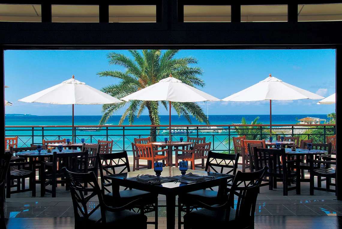 seaside dining terrace during the day